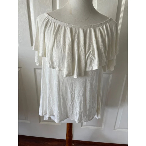 Free People Beach Womens Blouse Top cover Up Sz S Ruffle Summer Travel Fun Modal - Picture 1 of 10